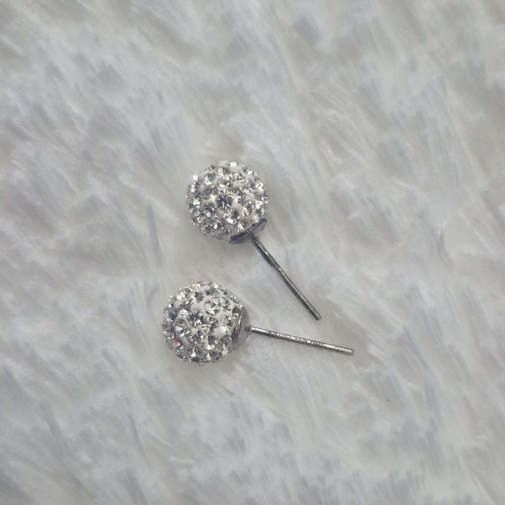 Sterling Silver Crystal Round Stud Earrings